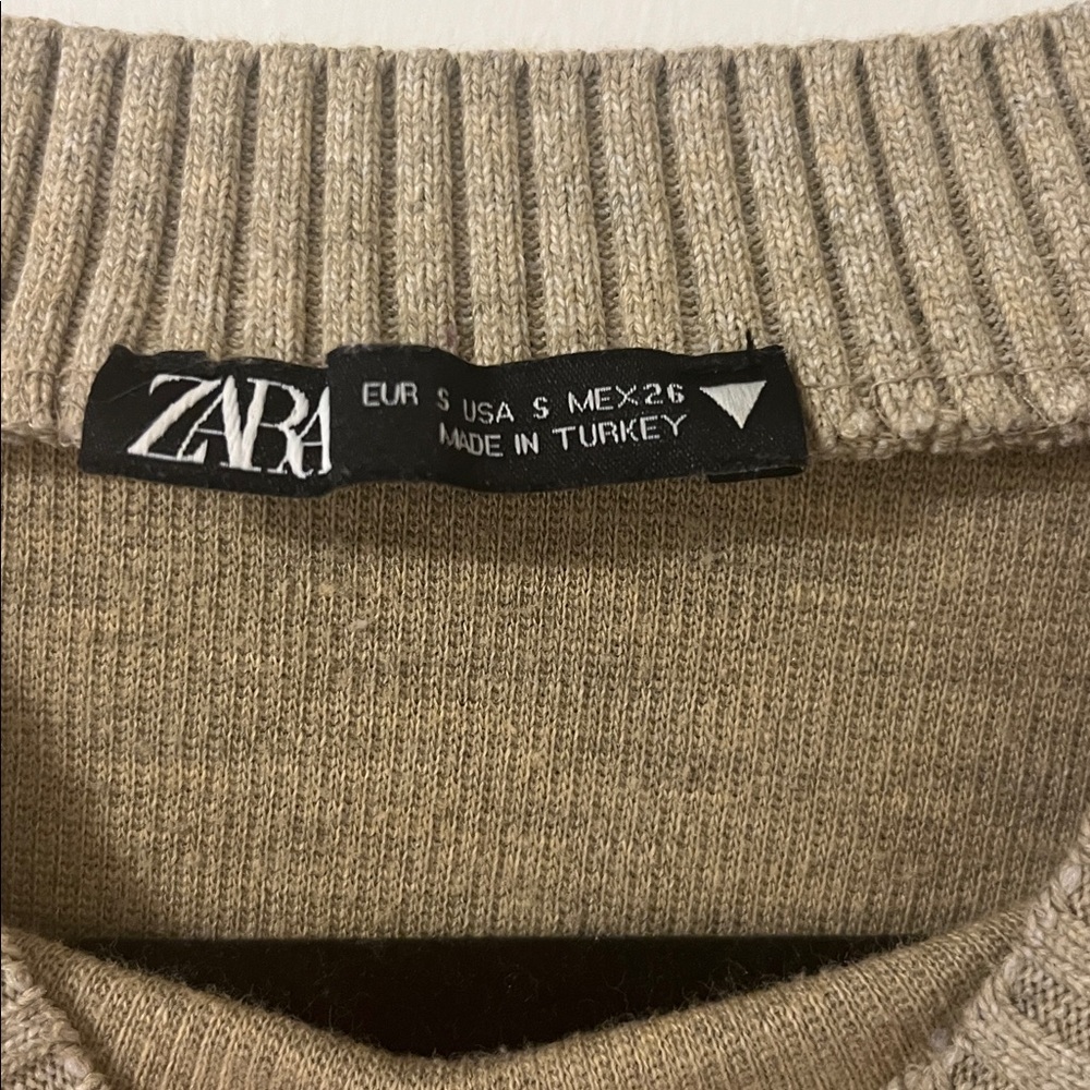 Zara Taupe Crewneck Sweater - Relaxed Knit - Picture 3 of 3